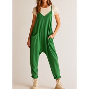 Ces Femme sz L Womens Modal Green Slouchy Jumpsuit Romper Laggen Boho Festival